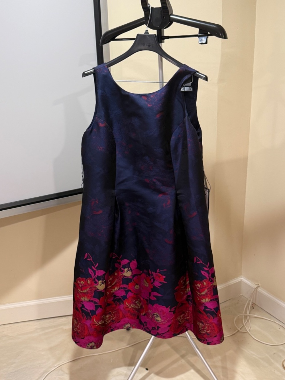 Purplish blue a line sound dress.